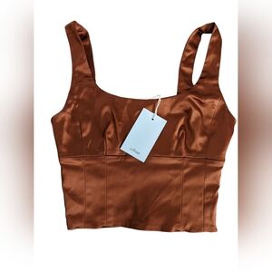Wilfred- Aritzia Shine Satin Bustier Crop Top